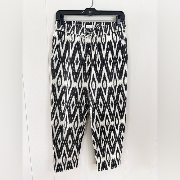J Crew printed pull on linen cotton tapered straight leg pants size 0 - Picture 1 of 4